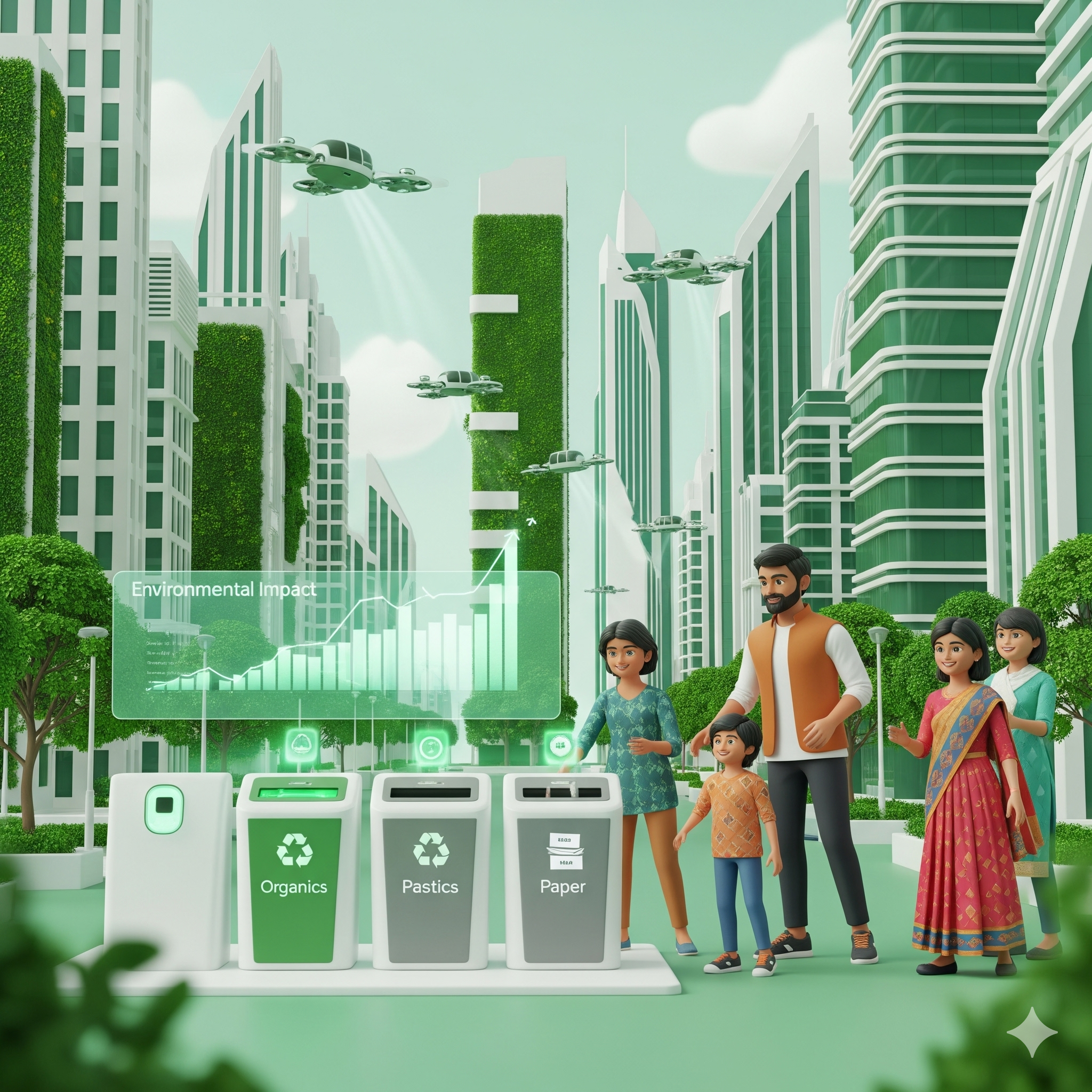 Community managing waste segregation bins
